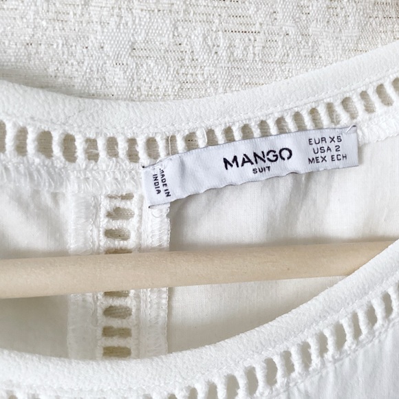 Mango Suit Drop Waist Dress Woman’s Size 2 Ivory White Lace Details Feminine - Picture 2 of 10